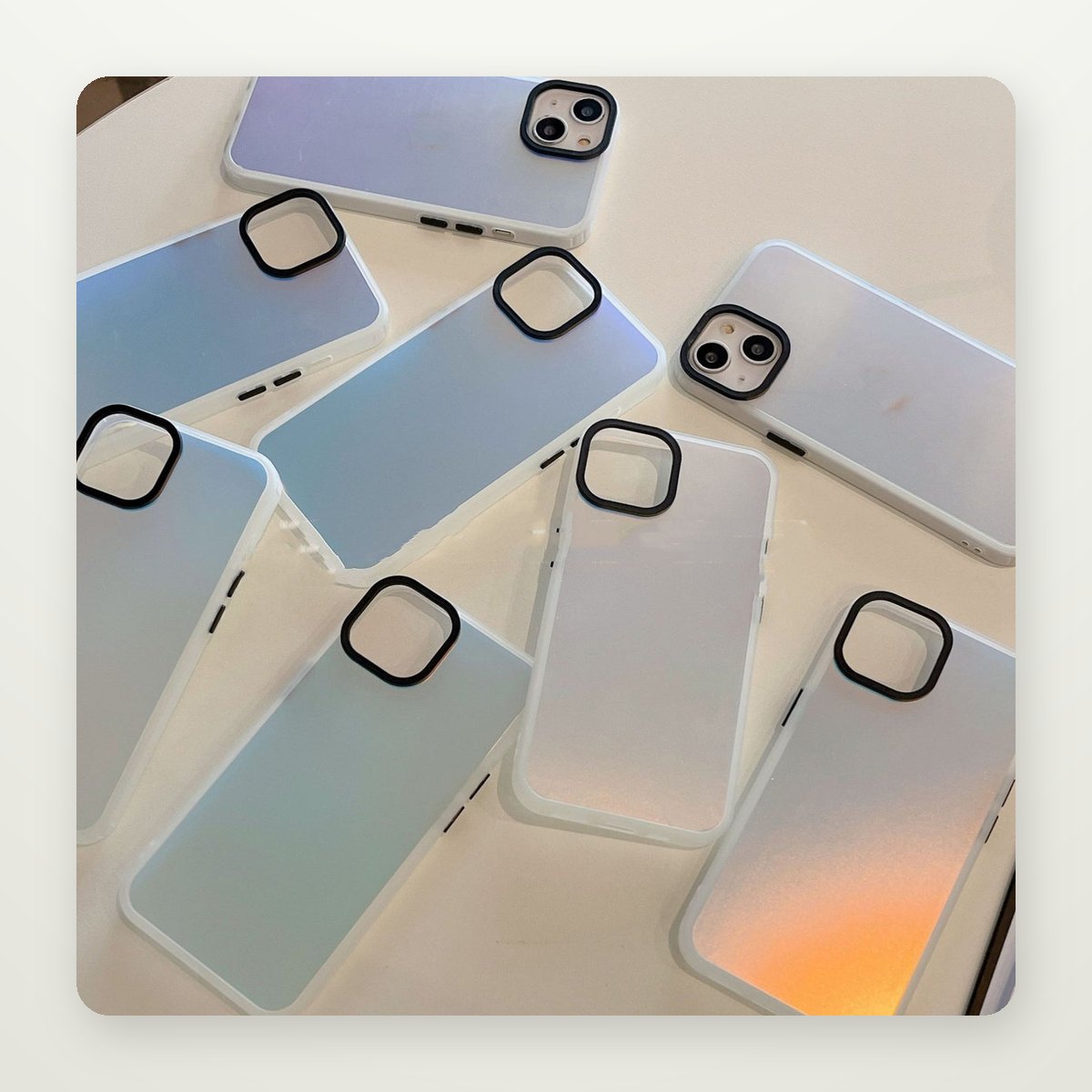 Iridescent Frosted Case for iPhone 13–15