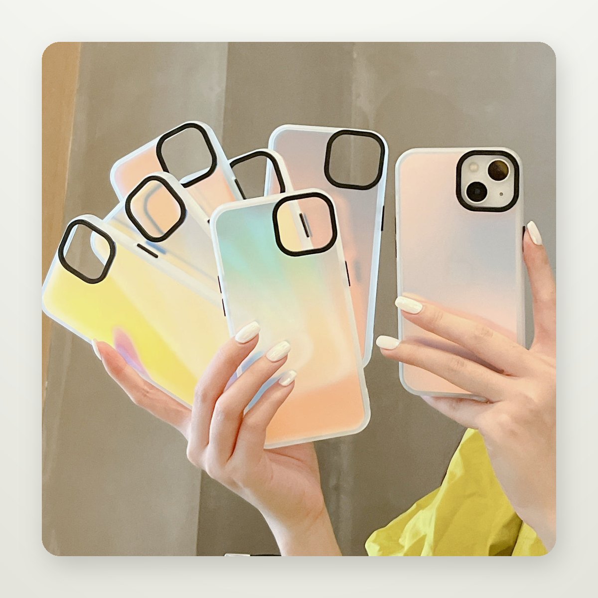 Iridescent Frosted Case for iPhone 13–15