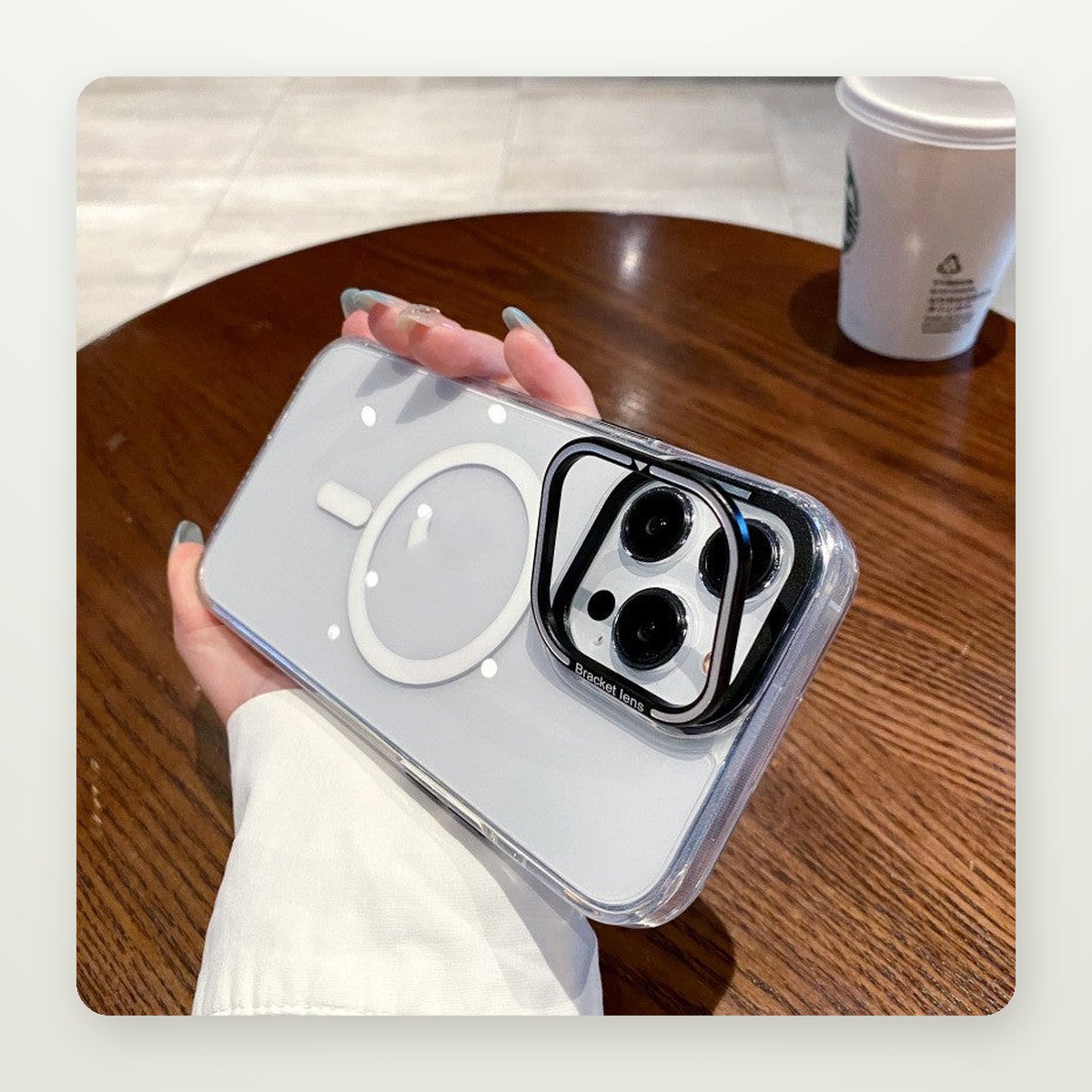 Clear MagSafe Stand Case for iPhone 13–15