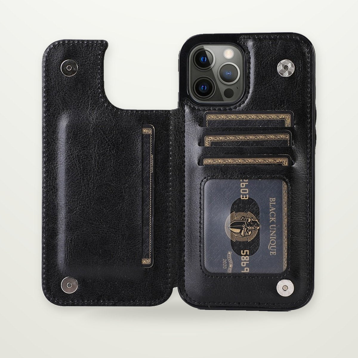 Double Buckle Leather Case for iPhone 13–16