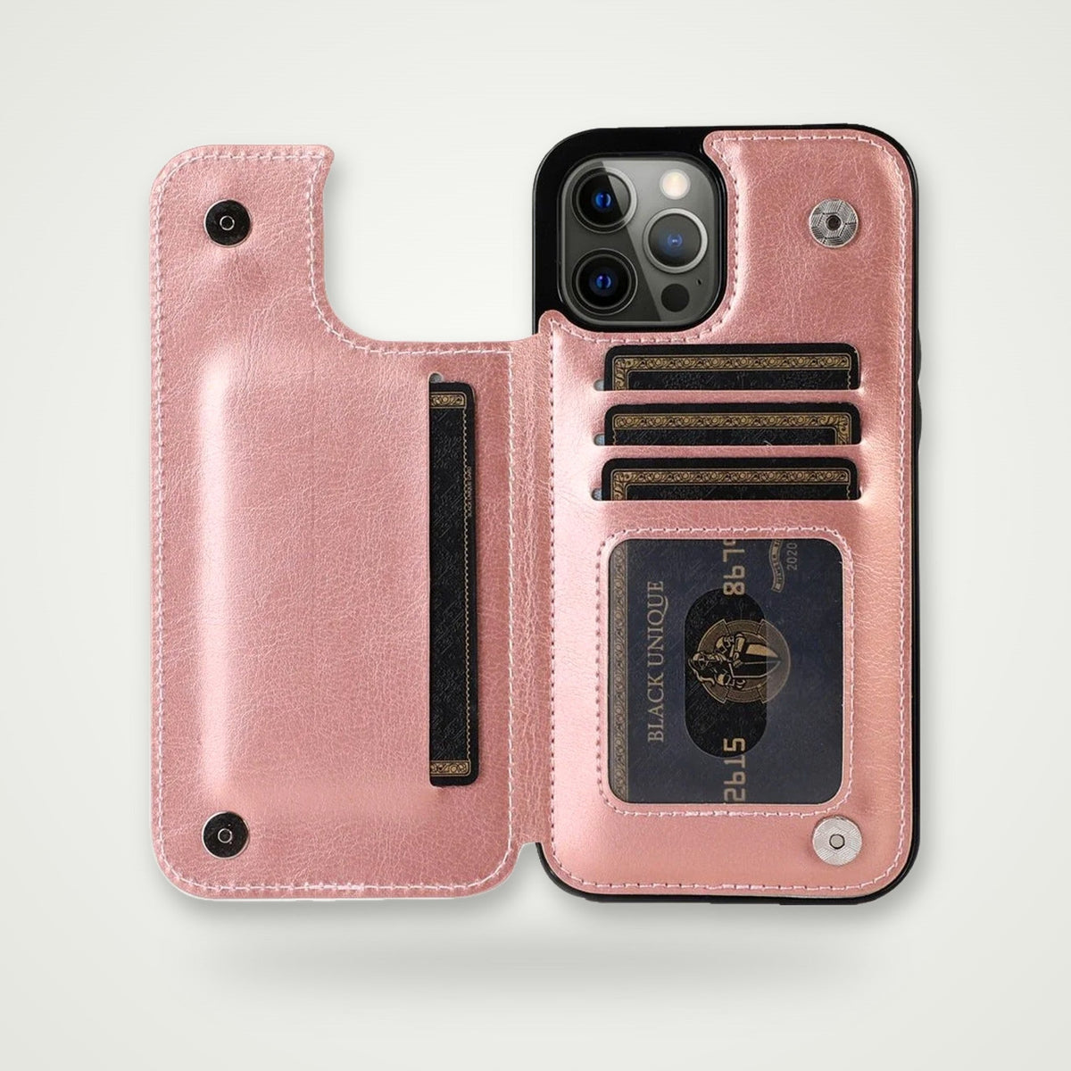 Double Buckle Leather Case for iPhone 13–16