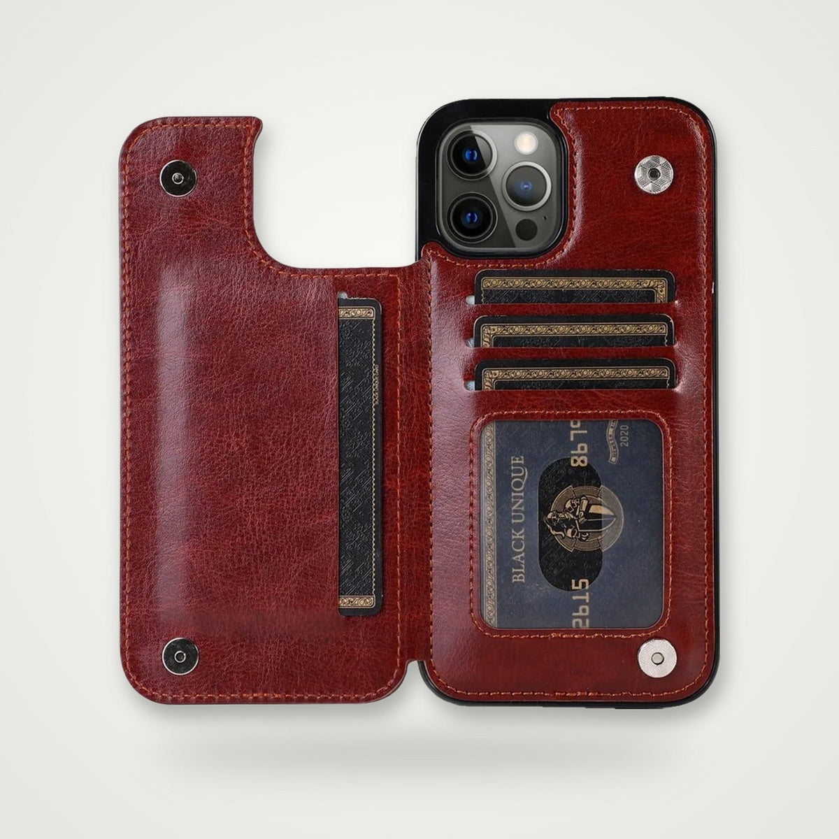 Double Buckle Leather Case for iPhone 13–16