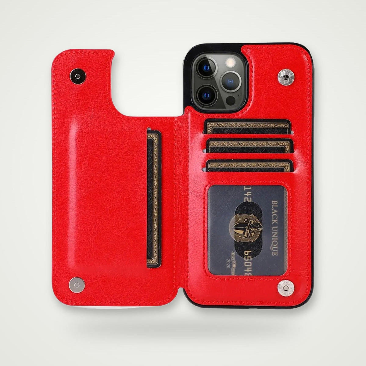 Double Buckle Leather Case for iPhone 13–16