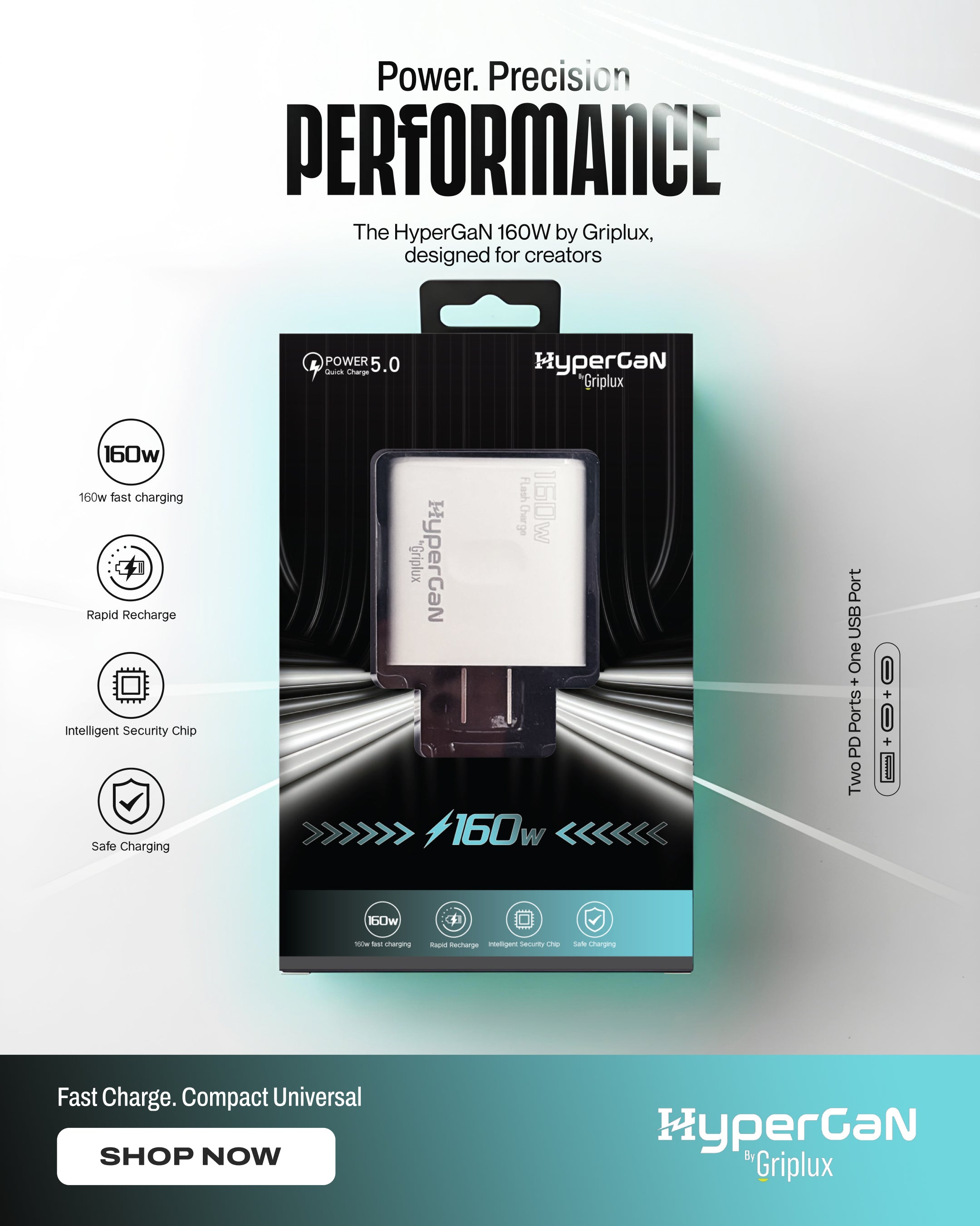 HyperGaN™ 160W Charger by GripLux 70% Off