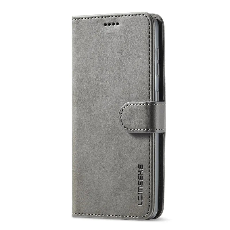 Flip book case for Samsung Galaxy S8–S26 & FE models, gray