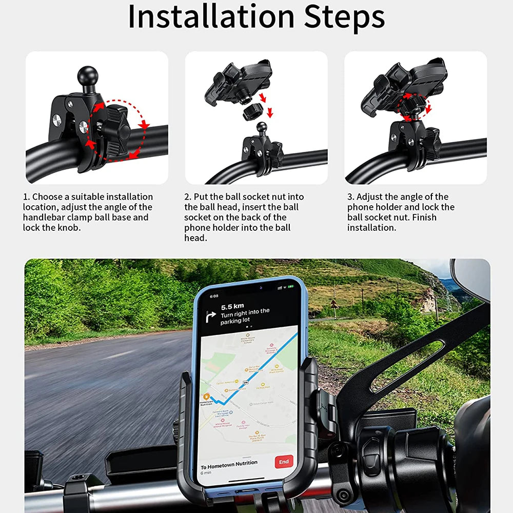 One-touch auto-lock motorcycle and bike phone mount, view 5