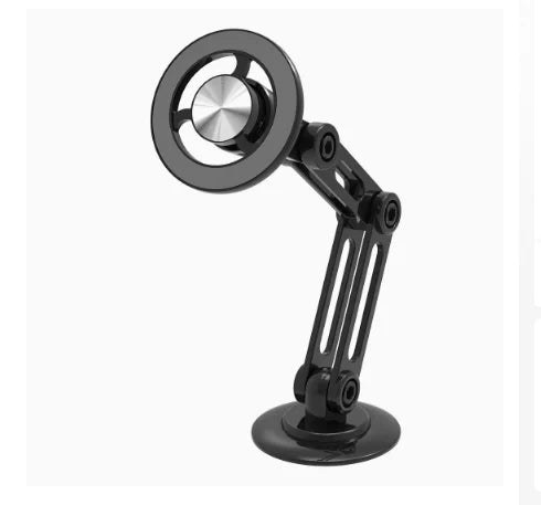 Foldable rotating metal magnetic car phone holder for air vents, black