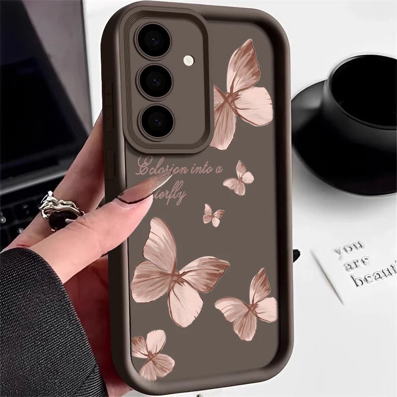 Gold butterfly soft TPU case, coffee