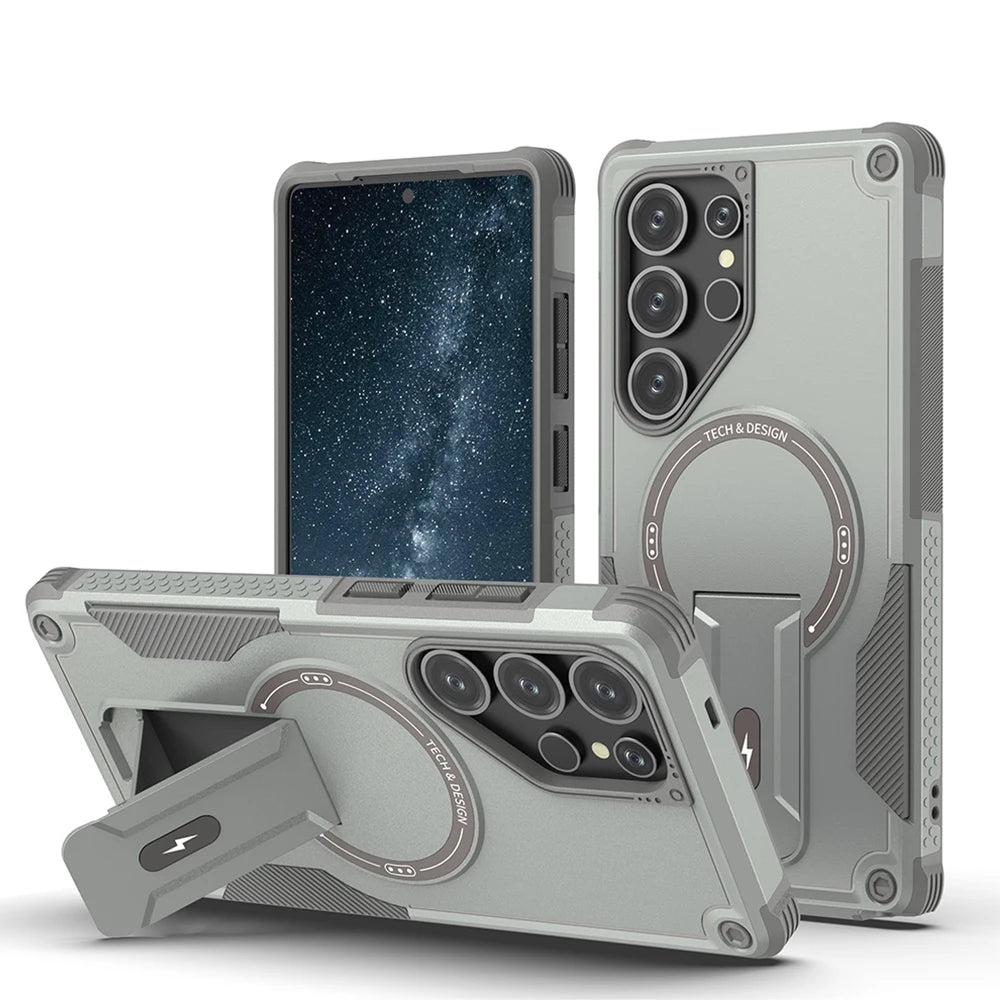 Magnetic armor case with fold stand for Samsung Galaxy S and A series