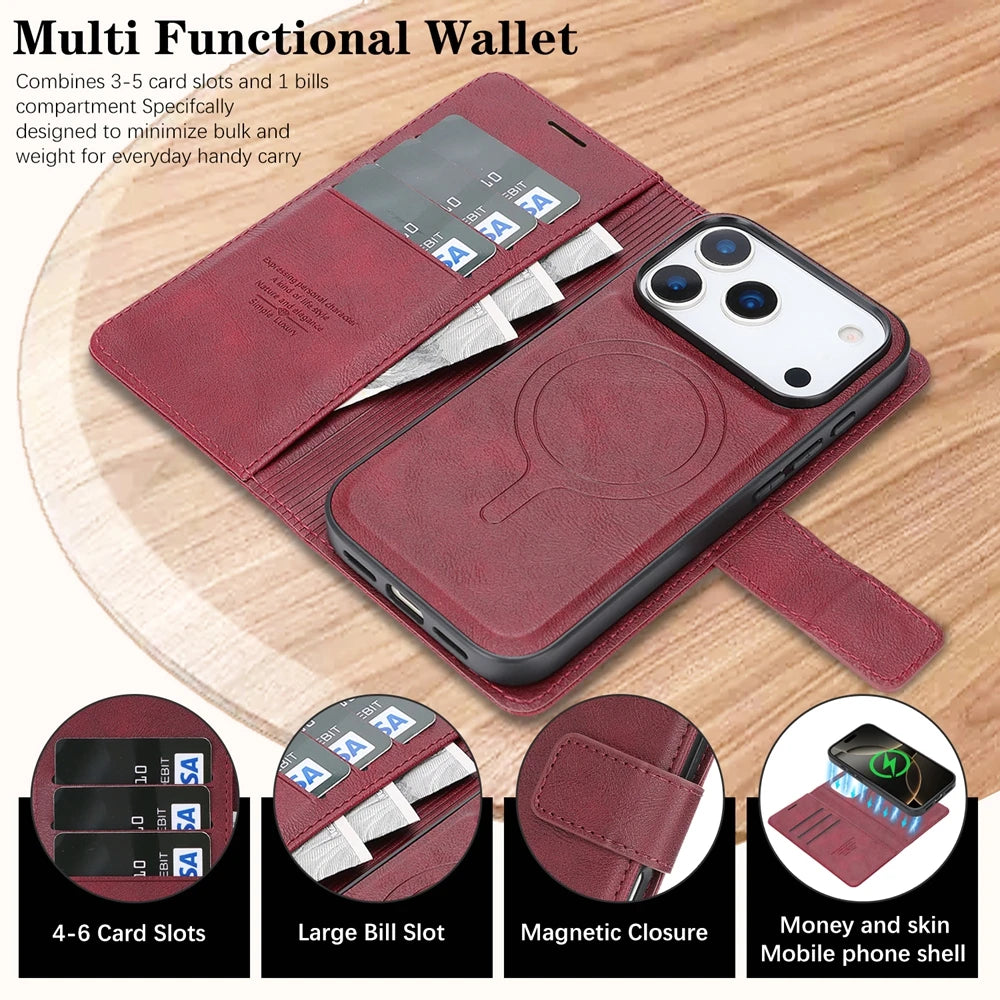 2-in-1 leather MagSafe wallet case for iPhone 12–18, view 4
