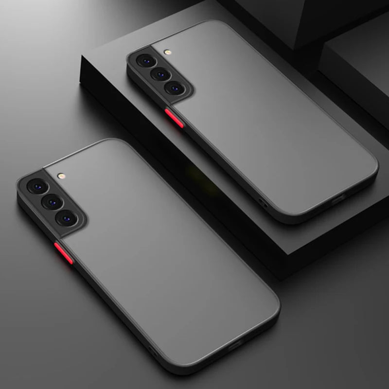 Shockproof matte armor case for Samsung Galaxy S20–S25, black