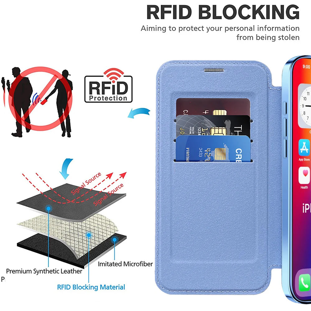 Clear flip leather wallet case, view 3