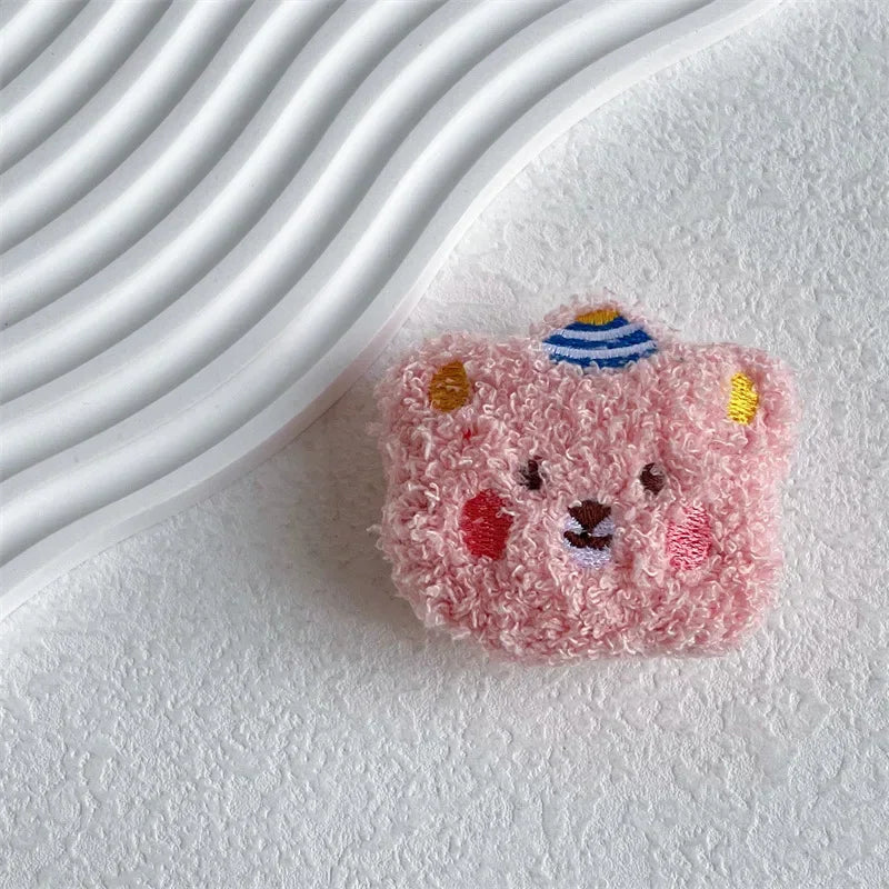 Fluffy plush bear folding phone grip, view 16