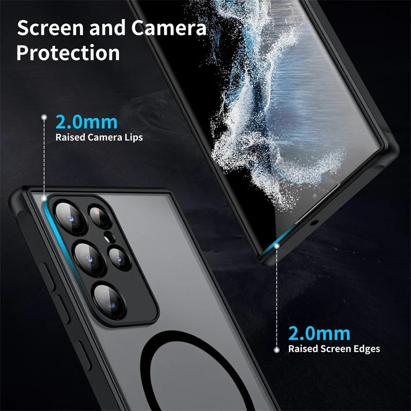 Matte clear MagSafe case for Samsung Galaxy S20–S25, view 4