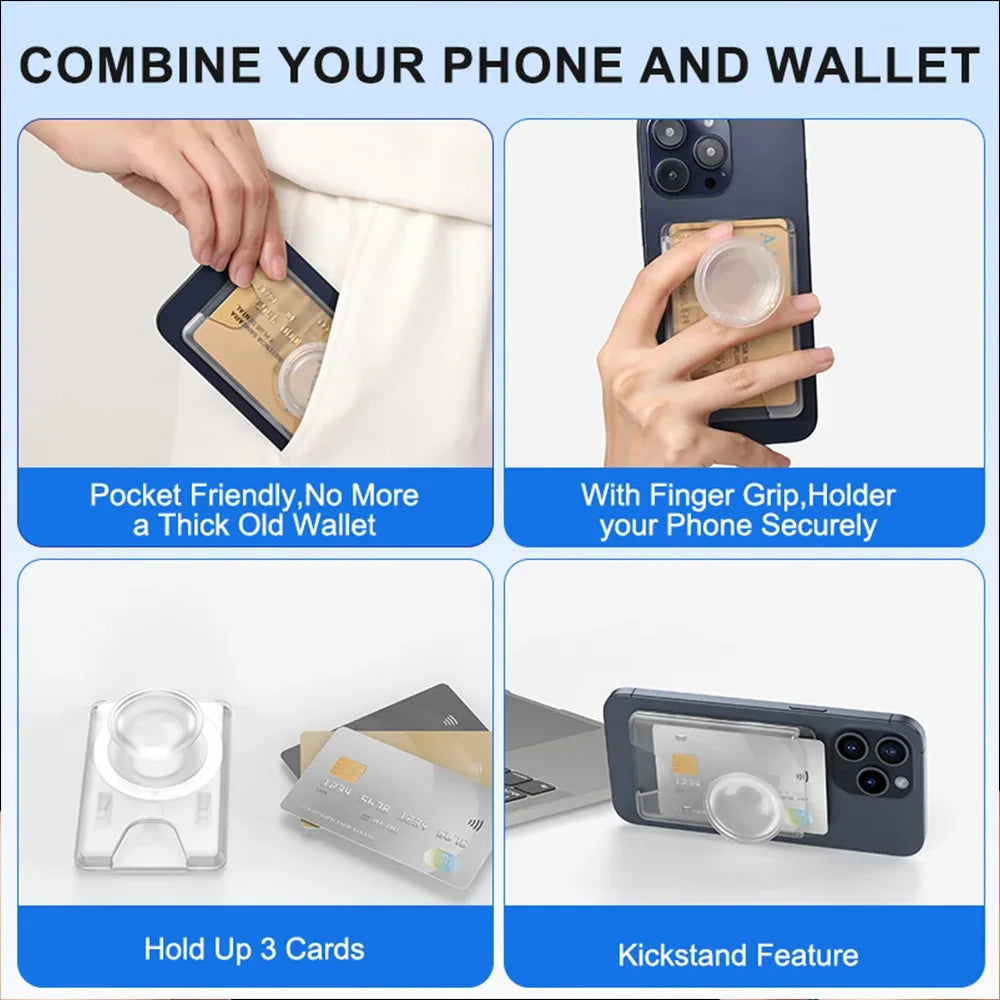 MagSafe card wallet with ring grip stand for iPhone & Samsung, view 5