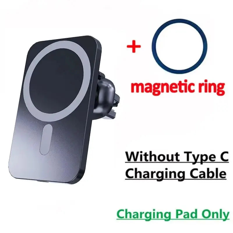 30W magnetic car wireless charger mount for iPhone 12–16, black