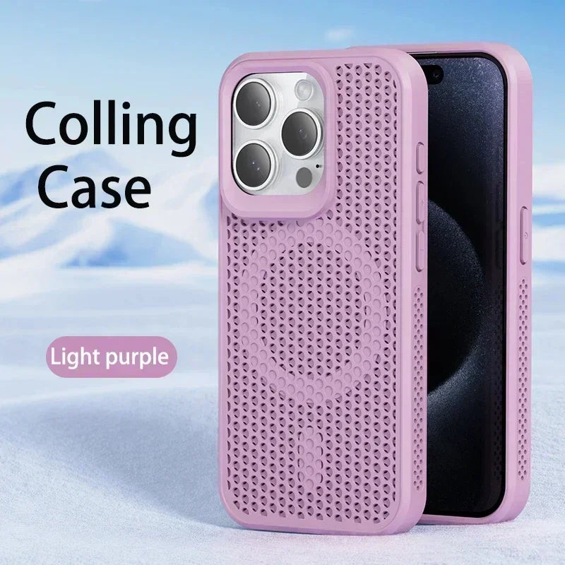 Cooling heat dissipation MagSafe case for iPhone 11–18, purple