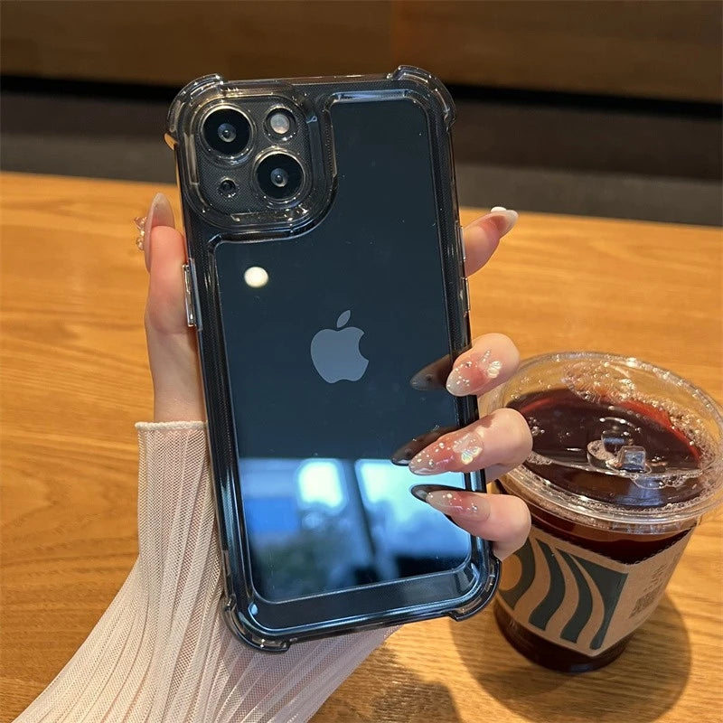 Shockproof transparent bumper case for iPhone, black