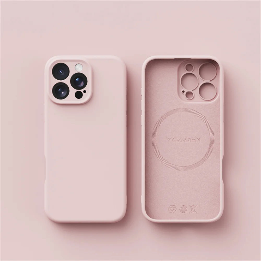 Liquid silicone MagSafe case for iPhone 13–18, pink