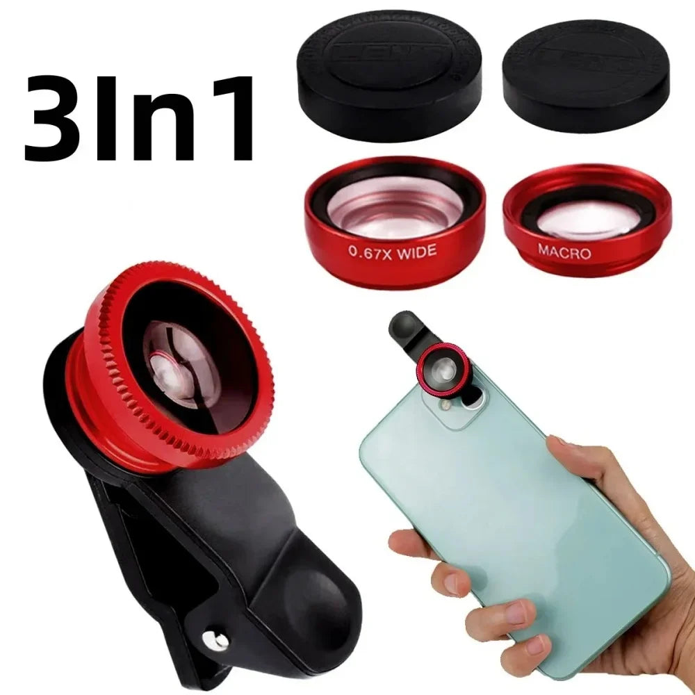 3-in-1 clip-on phone lens kit with fisheye, wide angle and macro, view 6