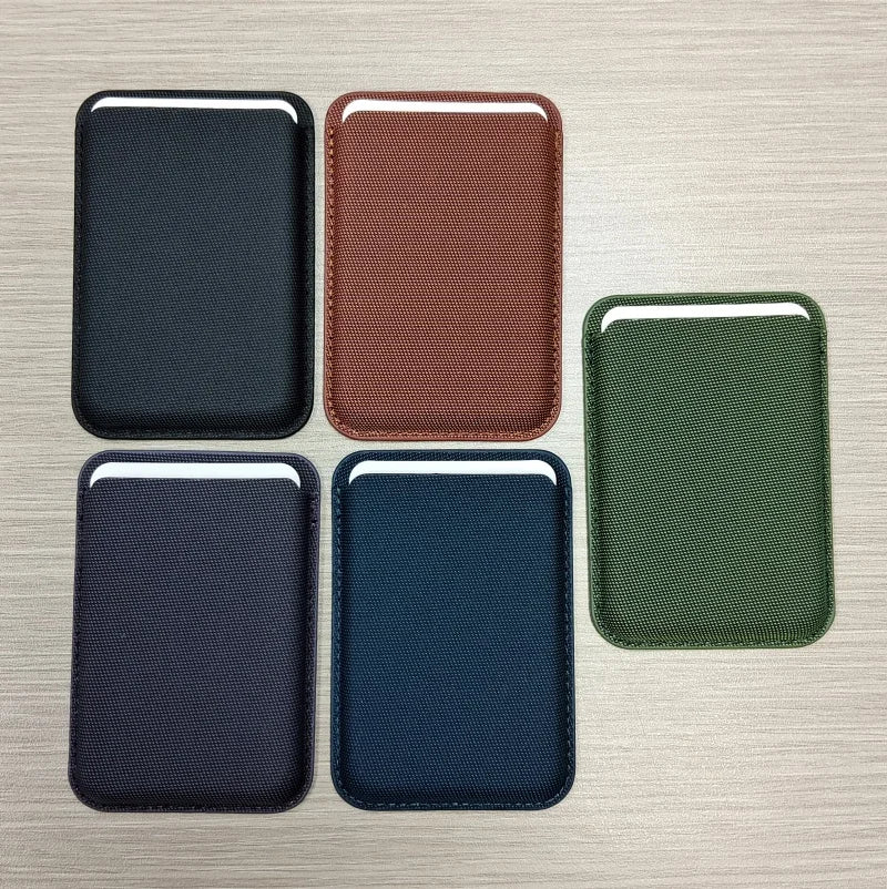 Woven leather magnetic card wallet for iPhone & Samsung, view 2