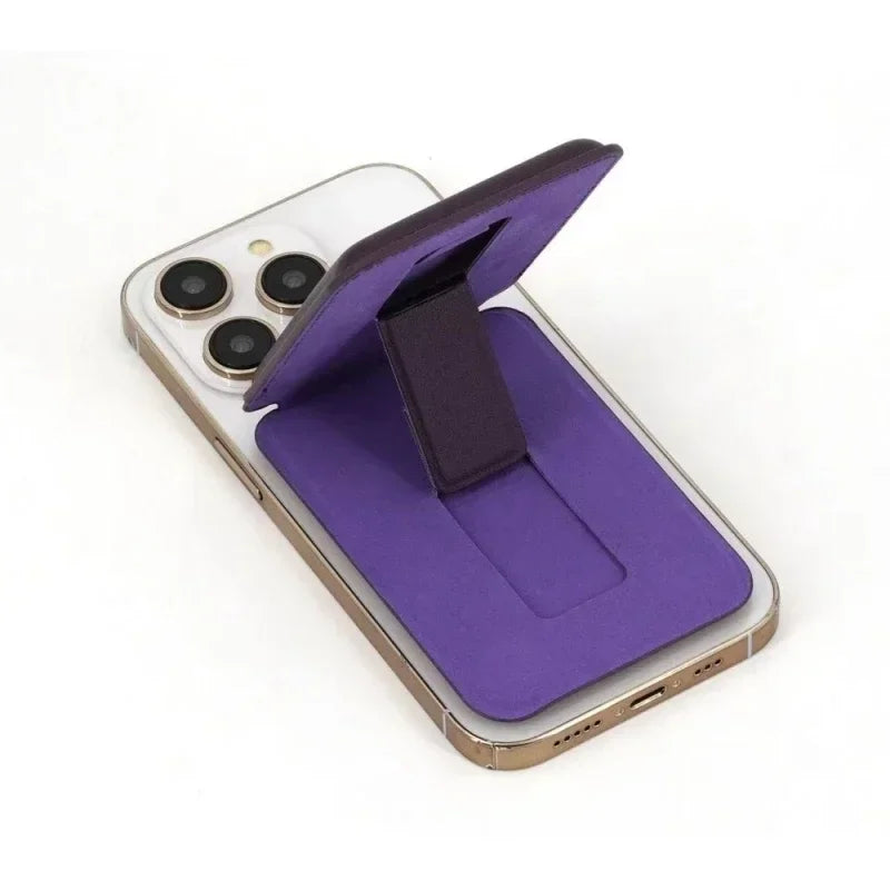 Strong magnetic leather wallet with hidden stand for iPhone 13–15