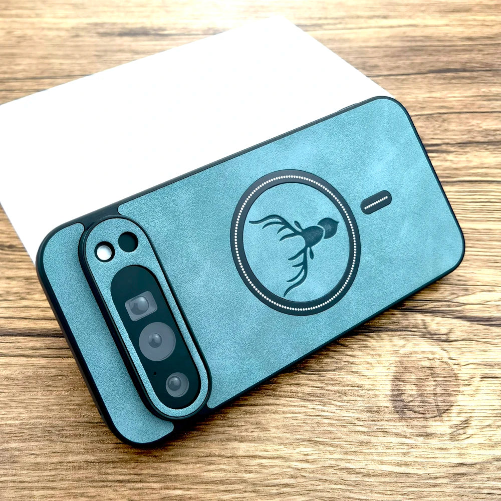 Faux leather MagSafe case for Pixel, light blue
