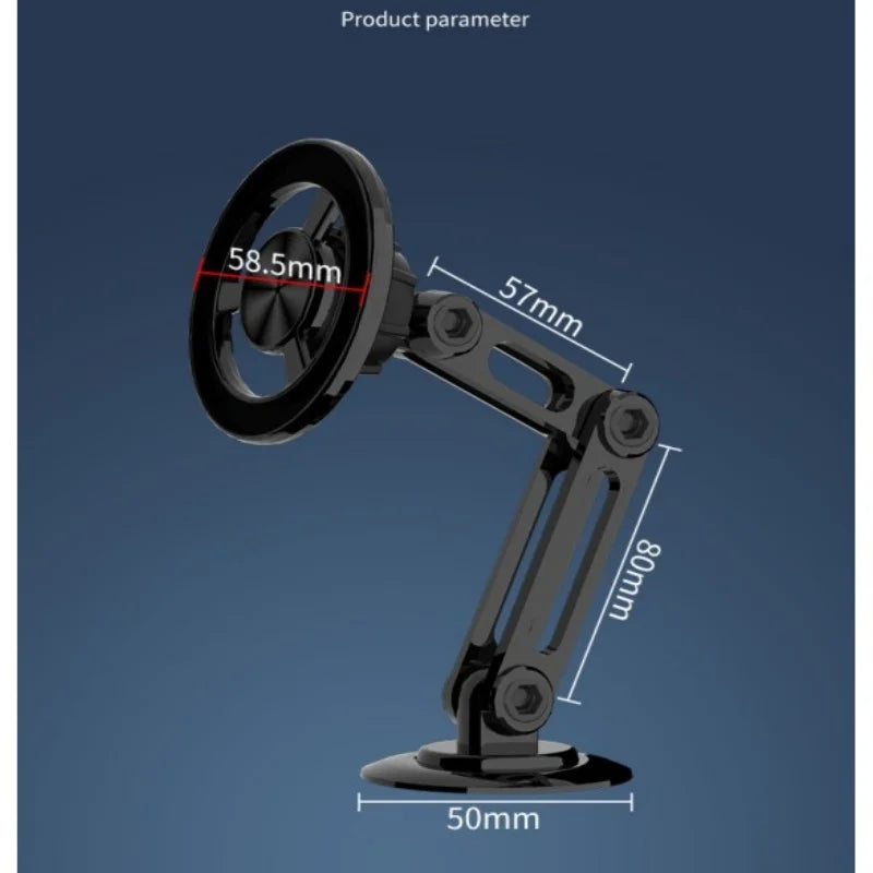 Foldable rotating metal magnetic car phone holder for air vents, view 2