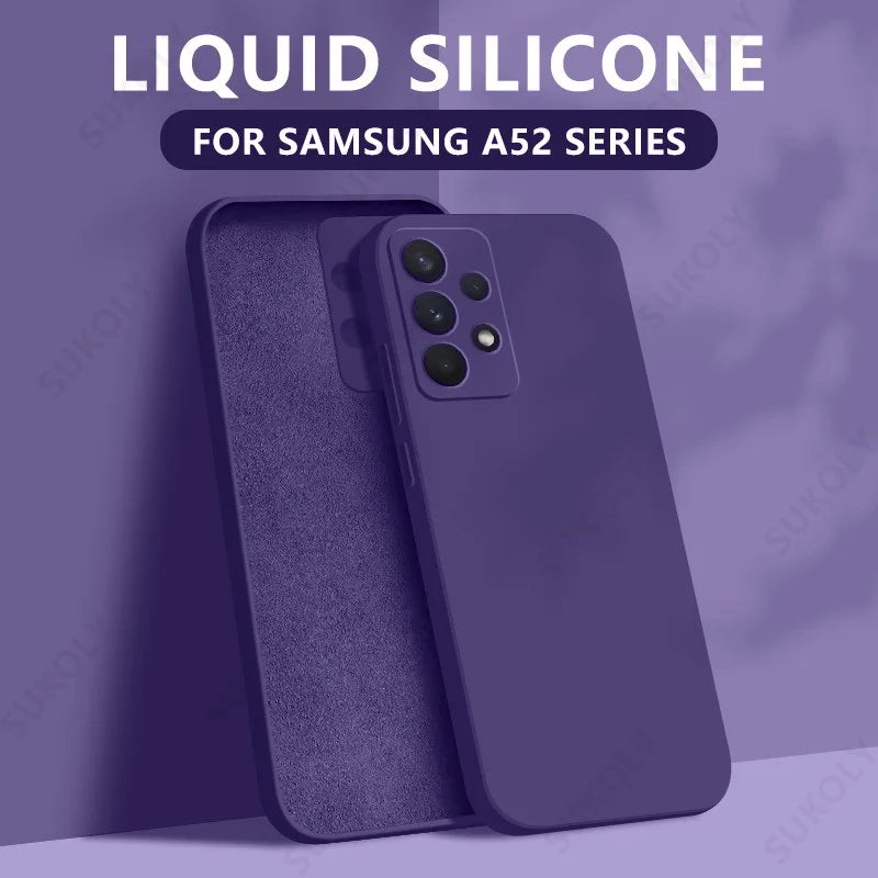 Liquid silicone case for Samsung Galaxy S22–S26 & A series, dark purple
