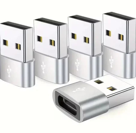 Metal USB to USB-C OTG adapters, 5-pack