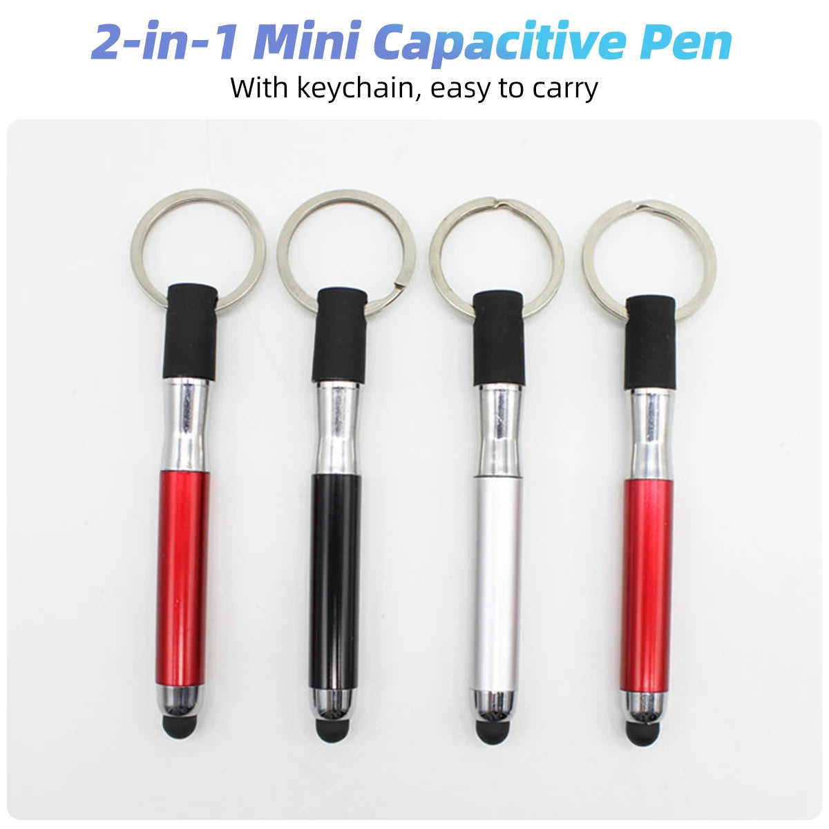 2-in-1 mini stylus and ballpoint pen keychain, view 2