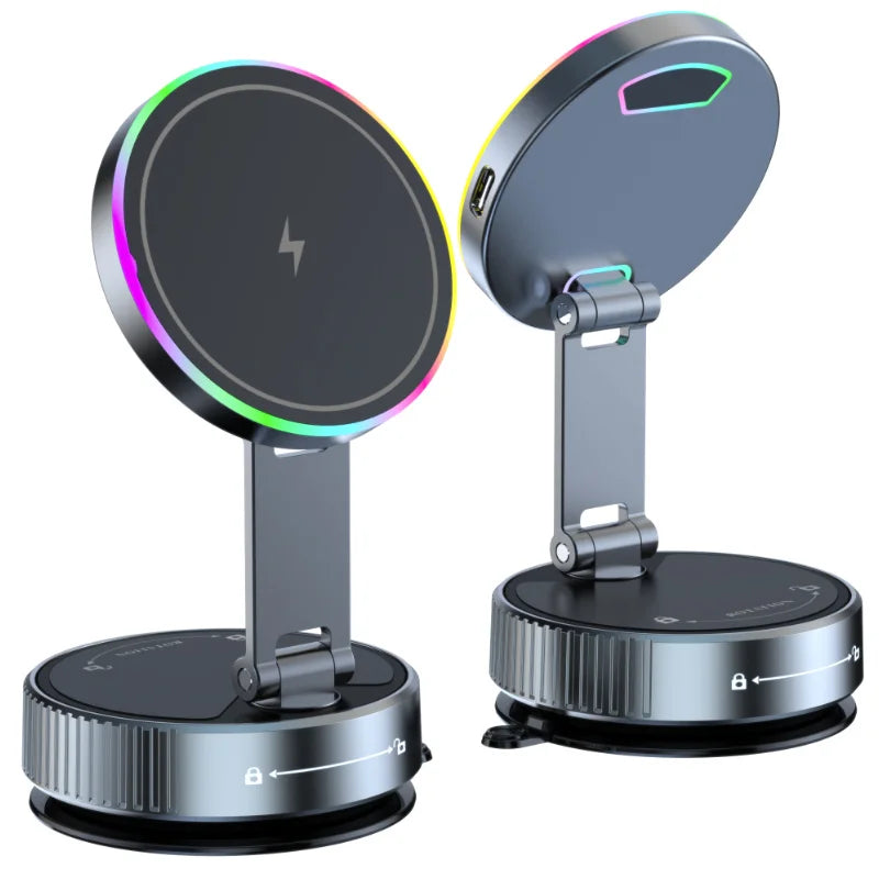 15W vacuum suction magnetic wireless charging car mount, view 7