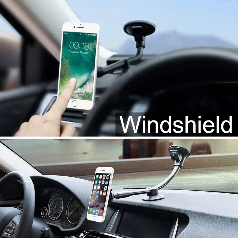 Long-arm magnetic car phone mount