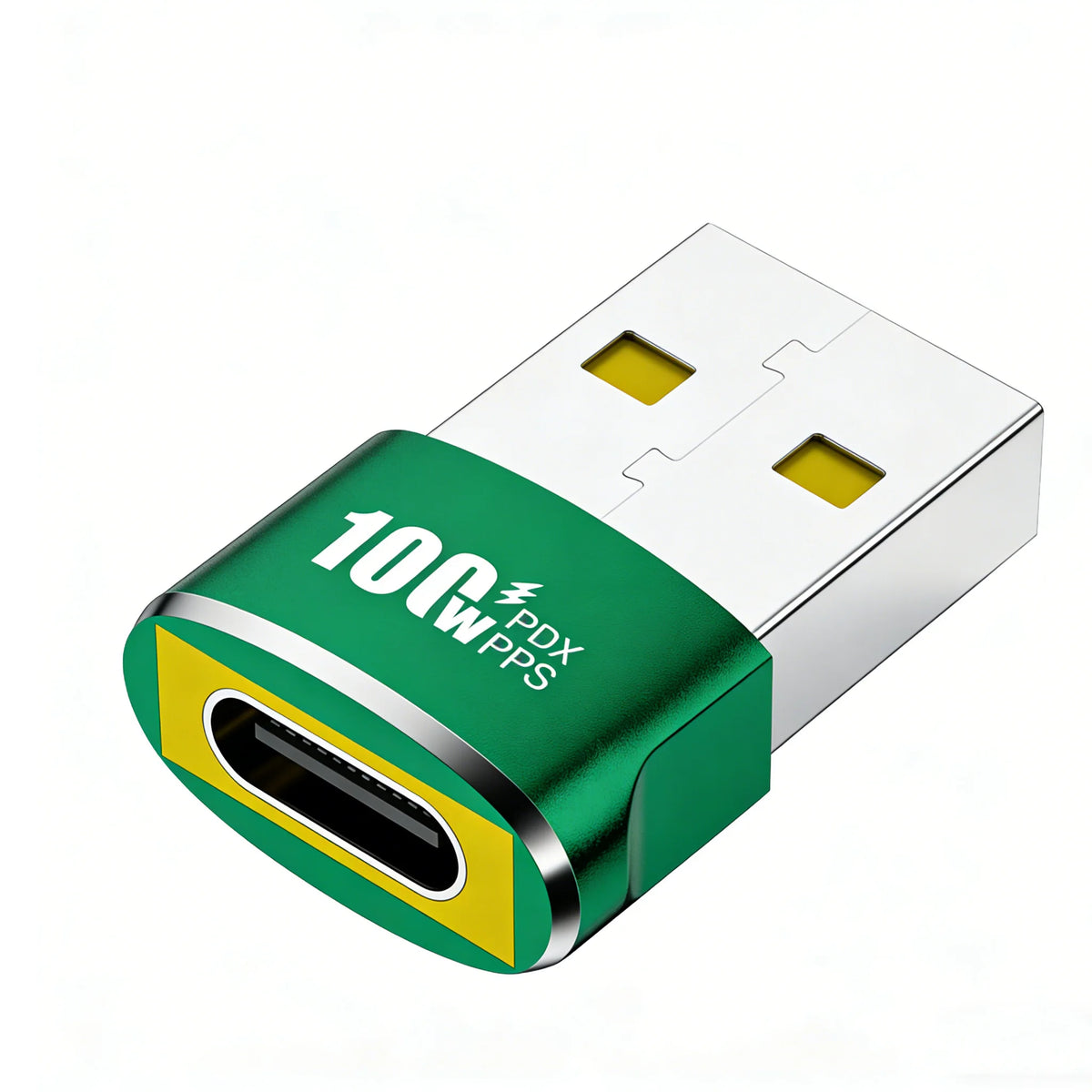 100W USB-C female to USB-A male OTG adapter, 1PC green
