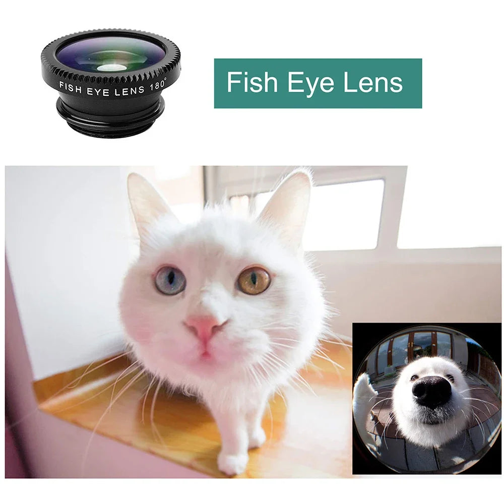 3-in-1 clip-on phone lens kit with fisheye, wide angle and macro, view 4