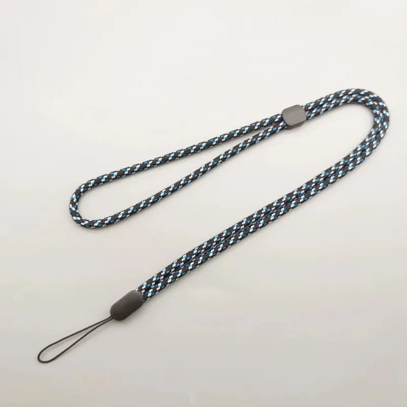 Cute adjustable crossbody phone lanyard with card clip, blue