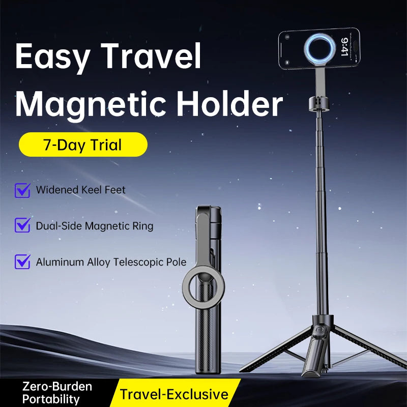 Magnetic selfie stick tripod, main view
