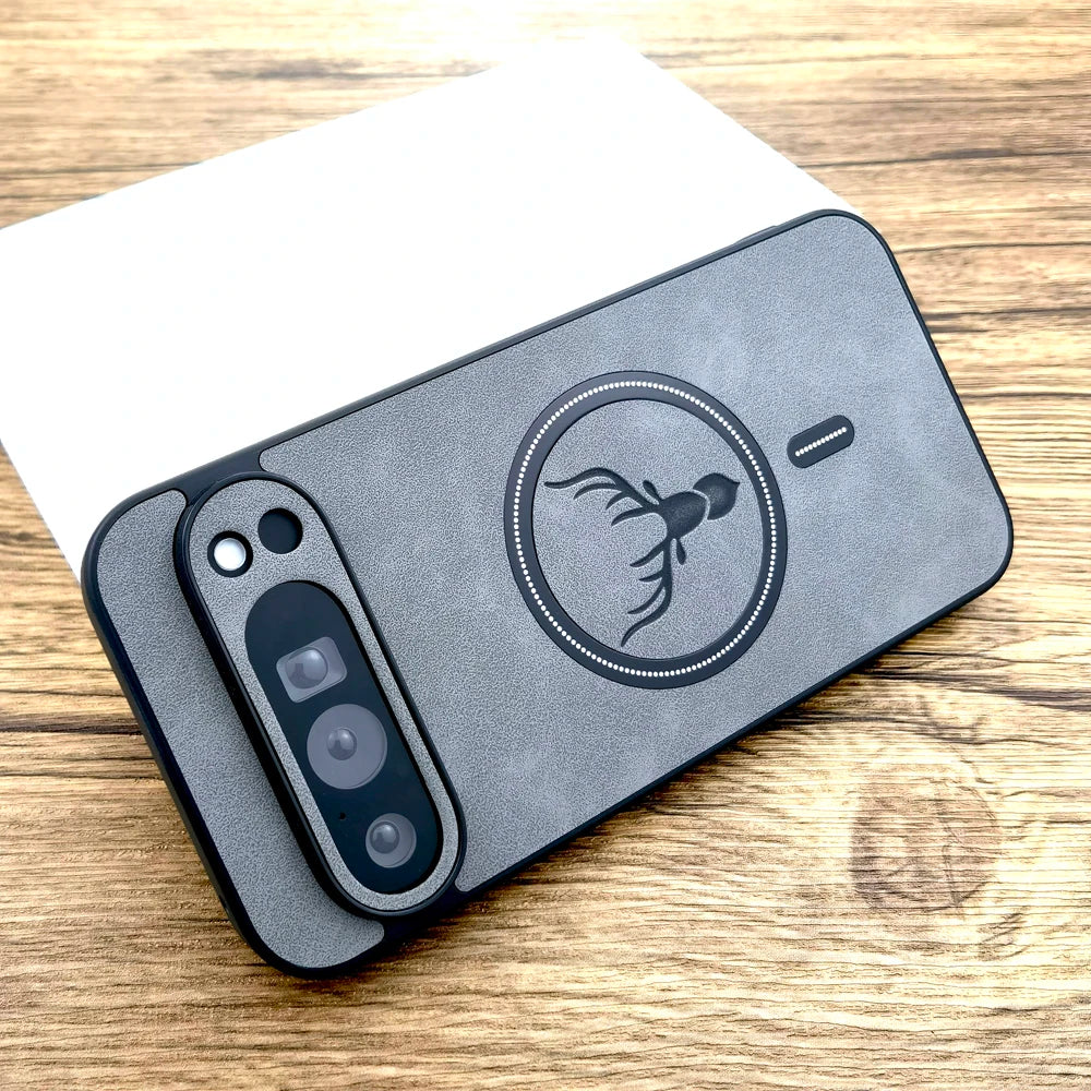 Faux leather MagSafe case for Pixel, light gray