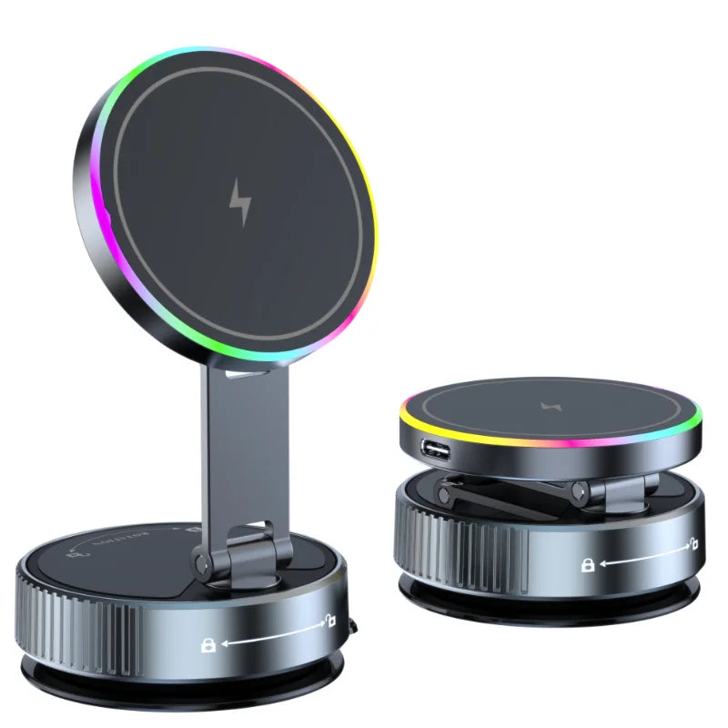 15W vacuum suction magnetic wireless charging car mount, colorful