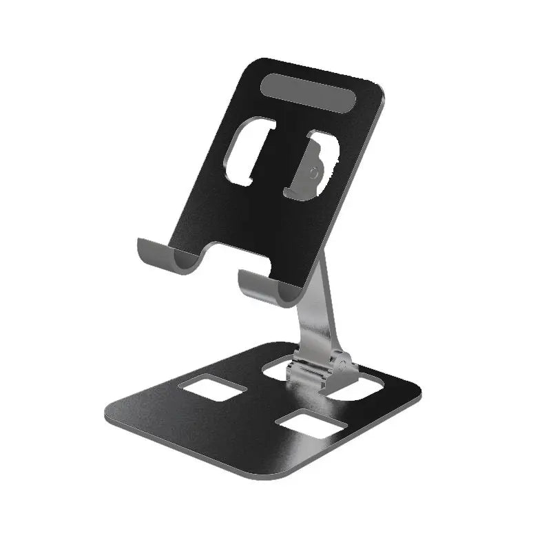 Foldable aluminum alloy desk phone and tablet stand, black