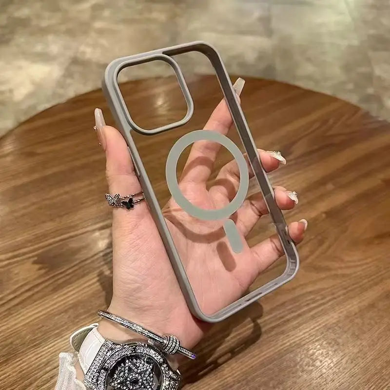 Shockproof clear MagSafe case for iPhone 11–17