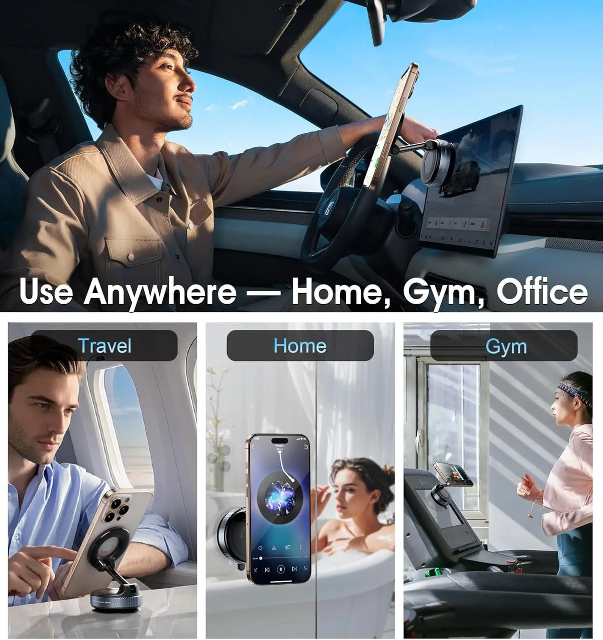 Vacuum suction magnetic phone holder, view 3