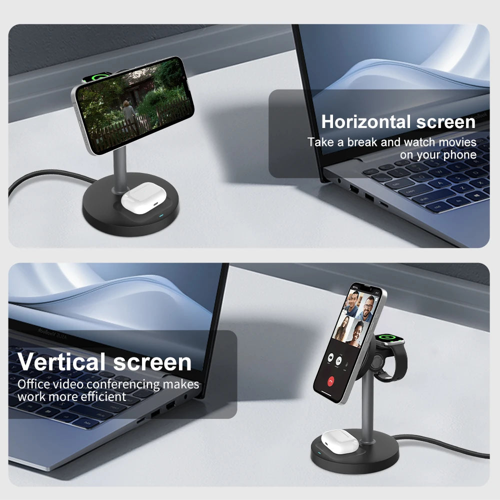 15W 3-in-1 magnetic charging stand for iPhone, view 4
