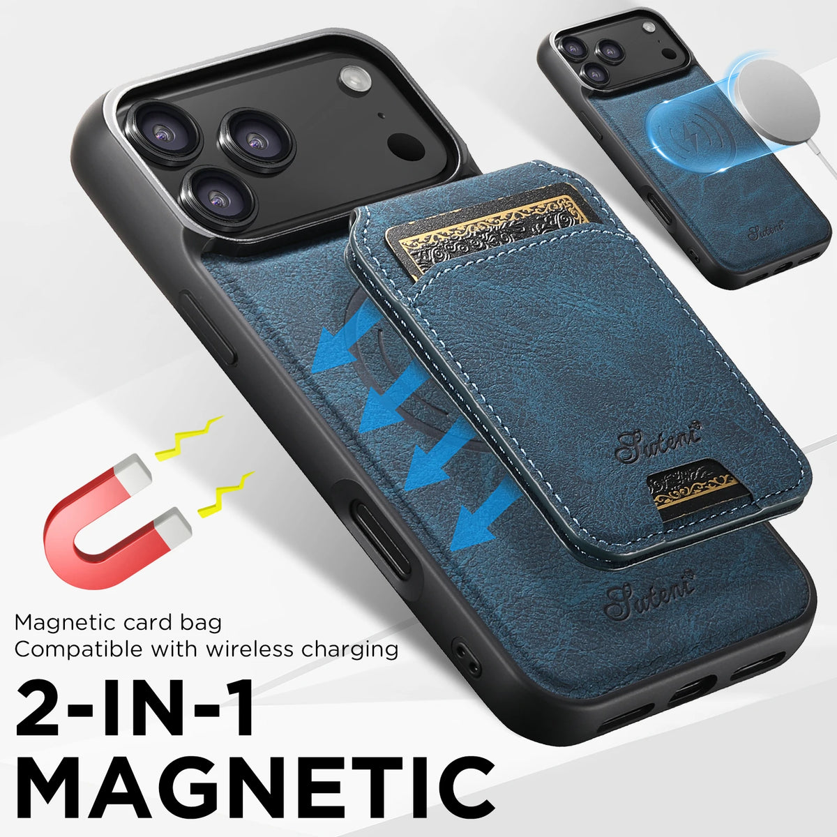 Magnetic card holder phone case with stand for iPhone 12–18, view 4