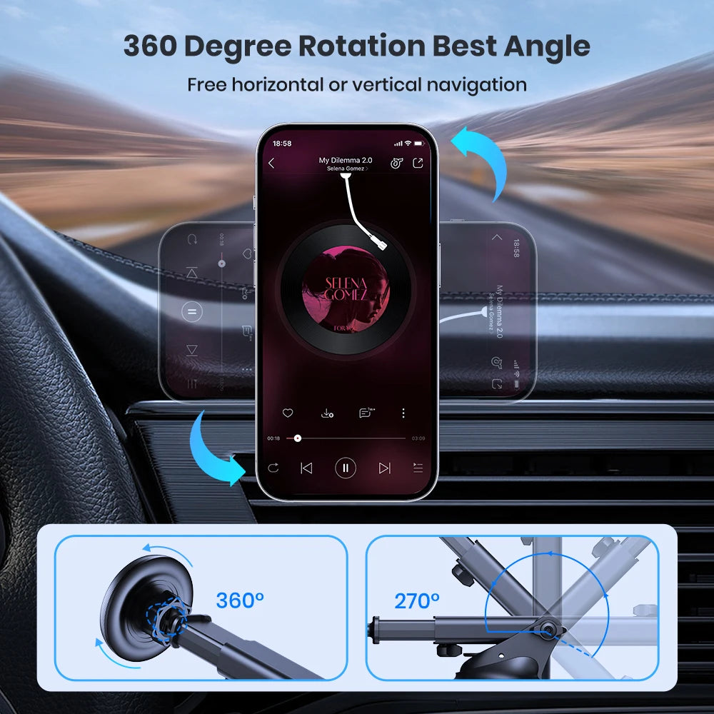 Magnetic car phone mount, view 4