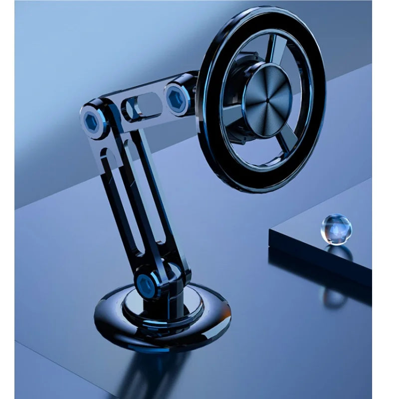 Foldable rotating metal magnetic car phone holder for air vents, view 4