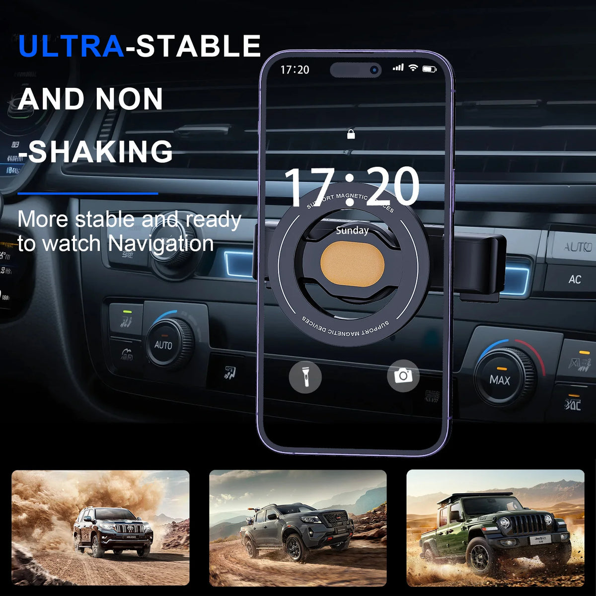 Magnetic CD slot car phone holder with 6 magnets, view 3