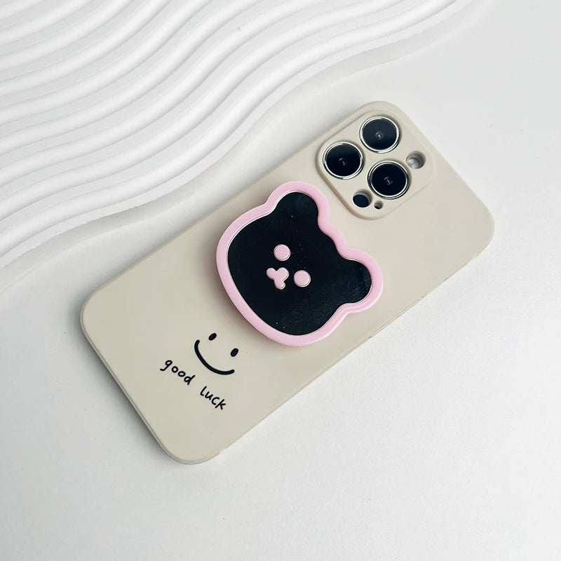 Cute bear mirror phone grip, pink, view 12