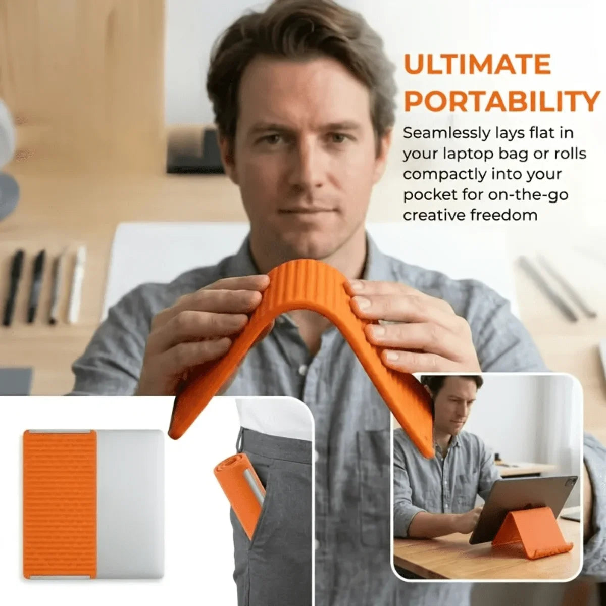 Foldable flexible silicone desktop phone holder, view 6