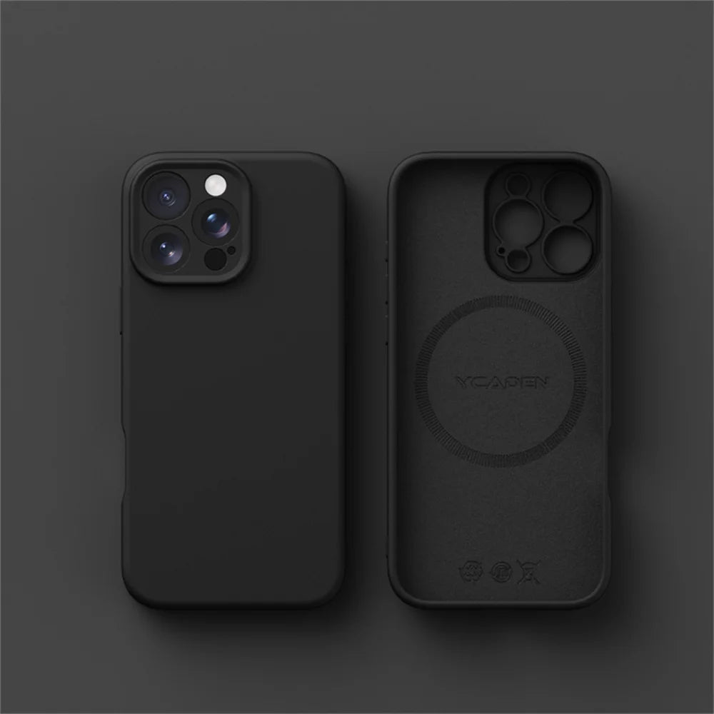 Liquid silicone MagSafe case for iPhone 13–18, black